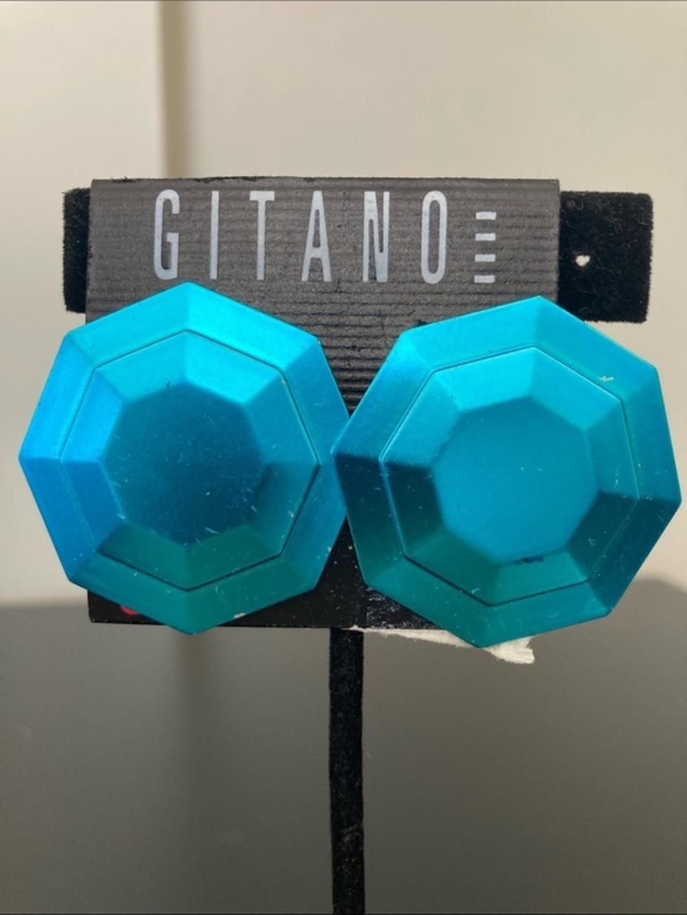 Gitano Metallic Teal Octagon Earrings